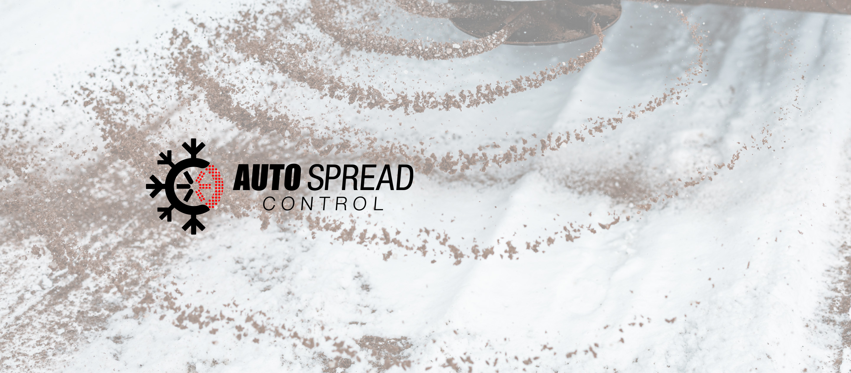 Sand being flung from a spreader with BOSS AutoSpread Logo